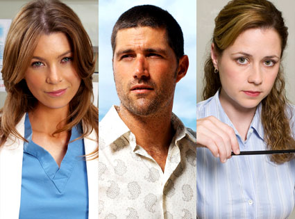 Ellen Pompeo (Grey's Anatomy), Matthew Fox (Lost), Jenna Fischer (The Office) Ellen Pompeo (Grey's Anatomy), Matthew Fox (Lost), Jenna Fischer (The Office)